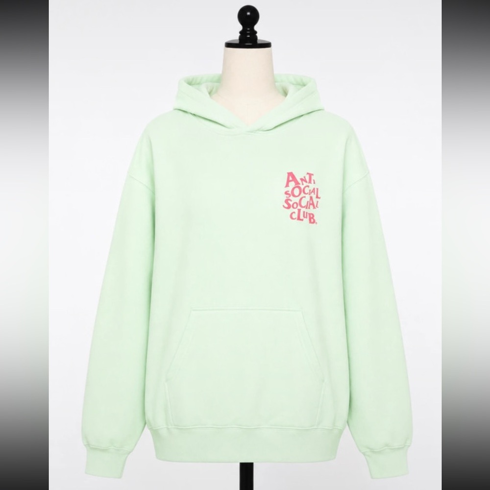 Anti Social Social Club (ASSC)
"Complicated" Hoodie in Mint Green/ Pink Lg